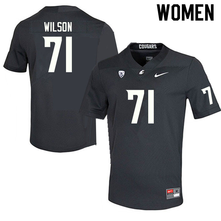 Women #71 Jack Wilson Washington State Cougars College Football Jerseys Sale-Charcoal - Click Image to Close